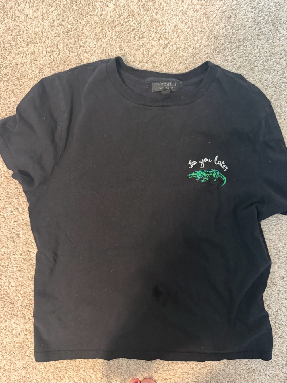 Topshop cropped embroidered tee
